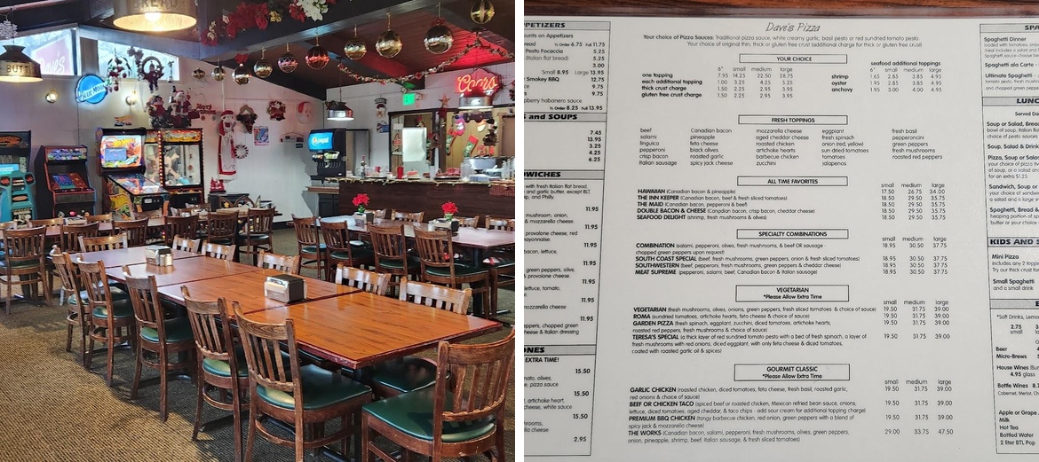 Dave's Pizza Menu
